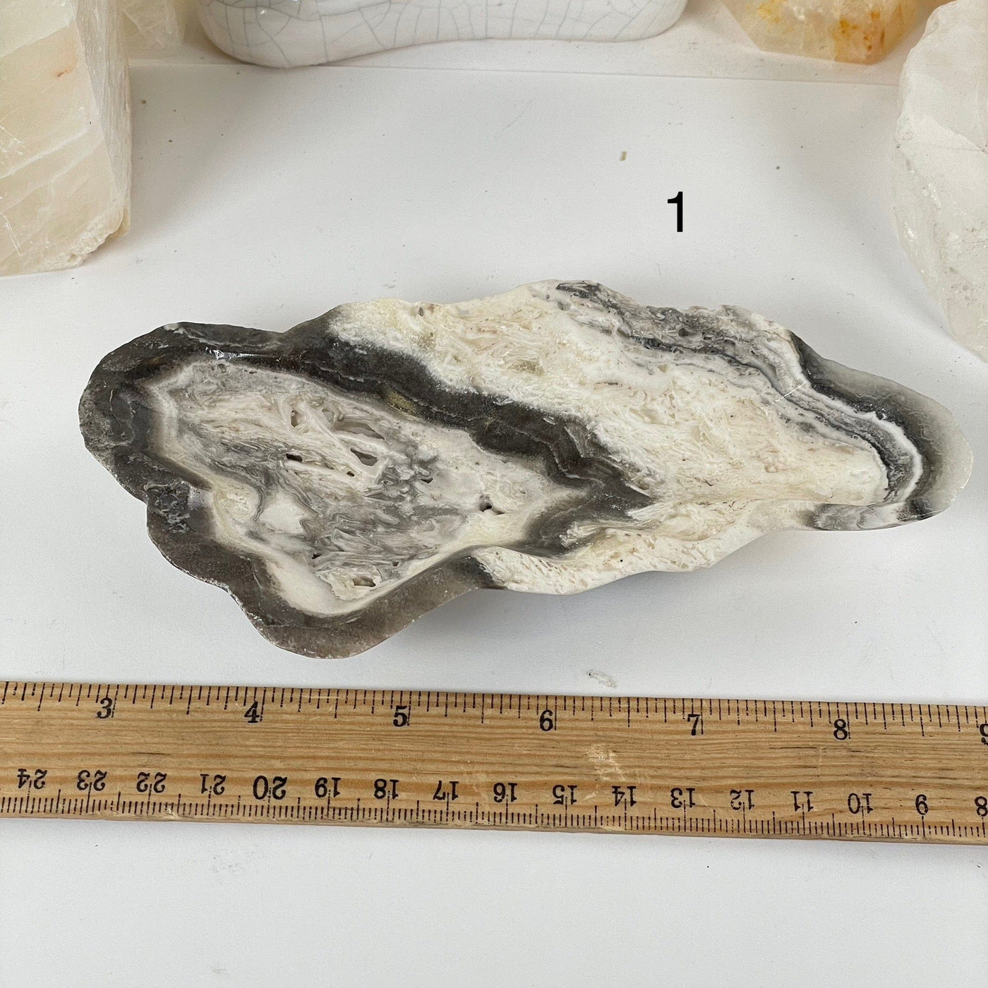 Mexican Onyx Small Bowl - Crystal Dish - You Choose #3 variant 1 labeled with ruler for size reference