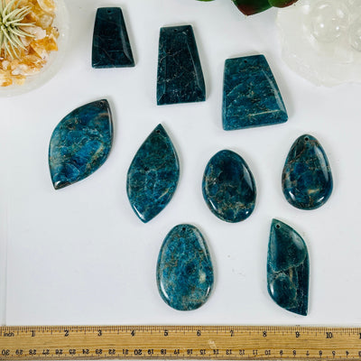 Apatite Polished Crystal Pendant - Assorted Shapes - You Choose all variants with ruler for size reference