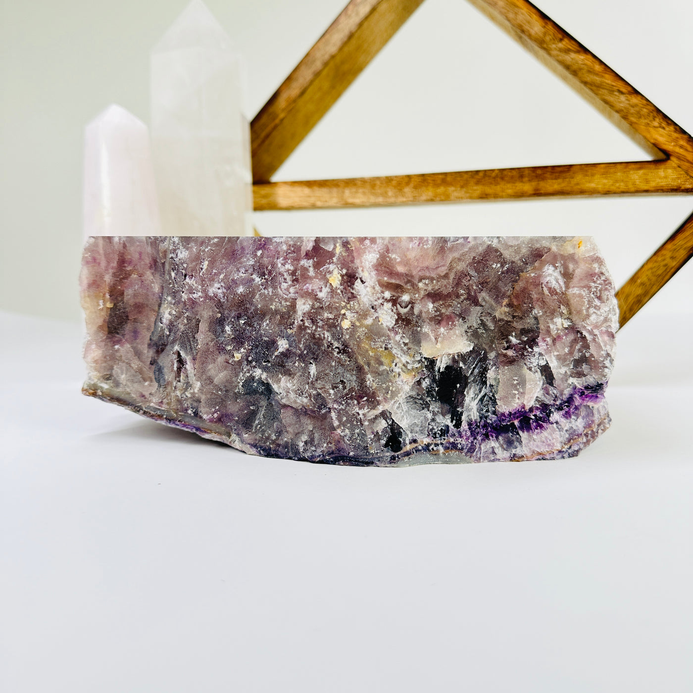 amethyst bowl with decorations in the background