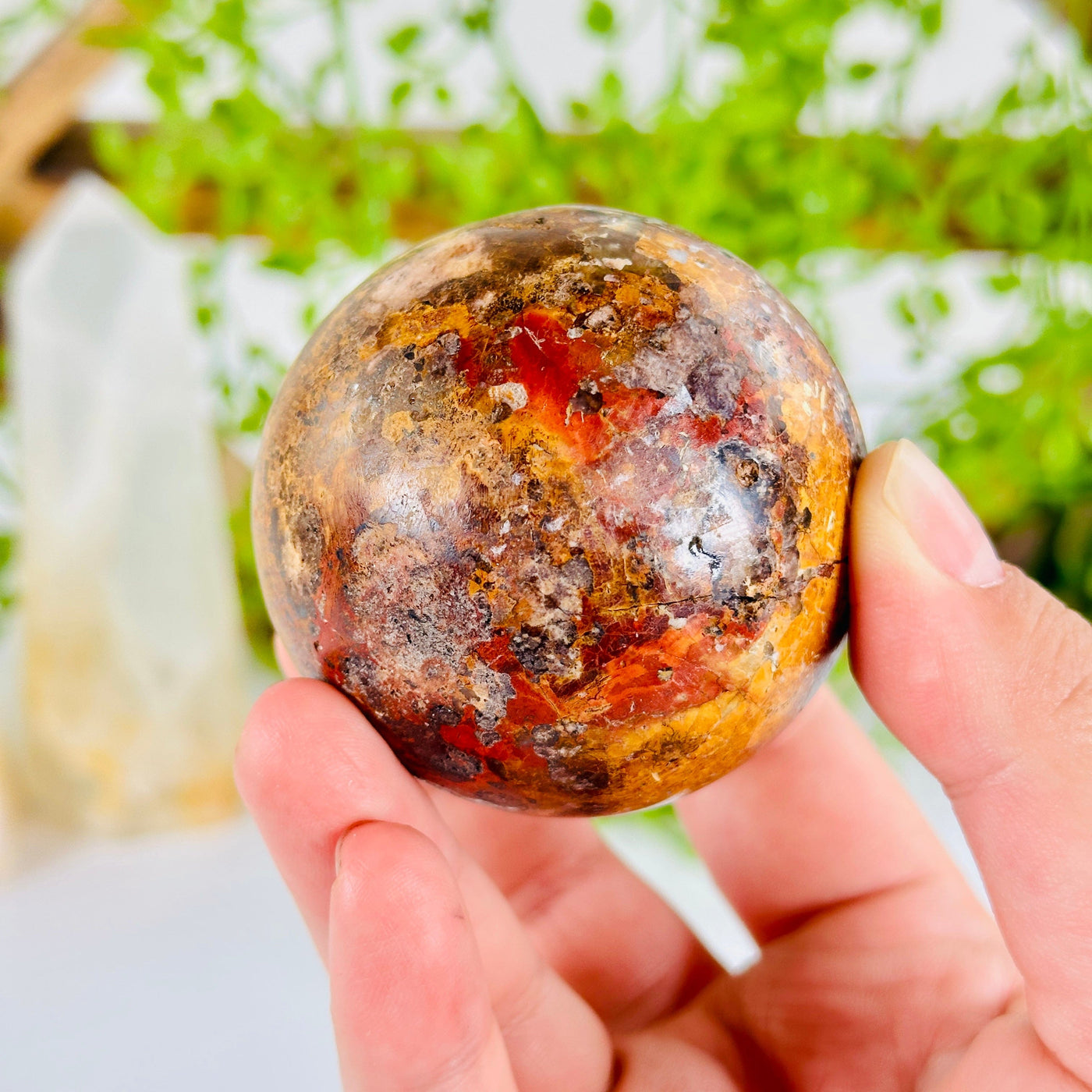 Pietersite Crystal Sphere - One-of-a-Kind in hand for size reference