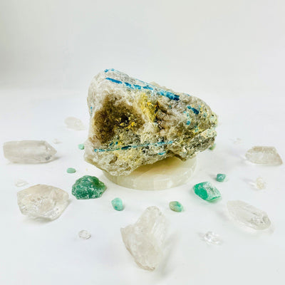 Aquamarine in matrix - large natural rough stone back view
