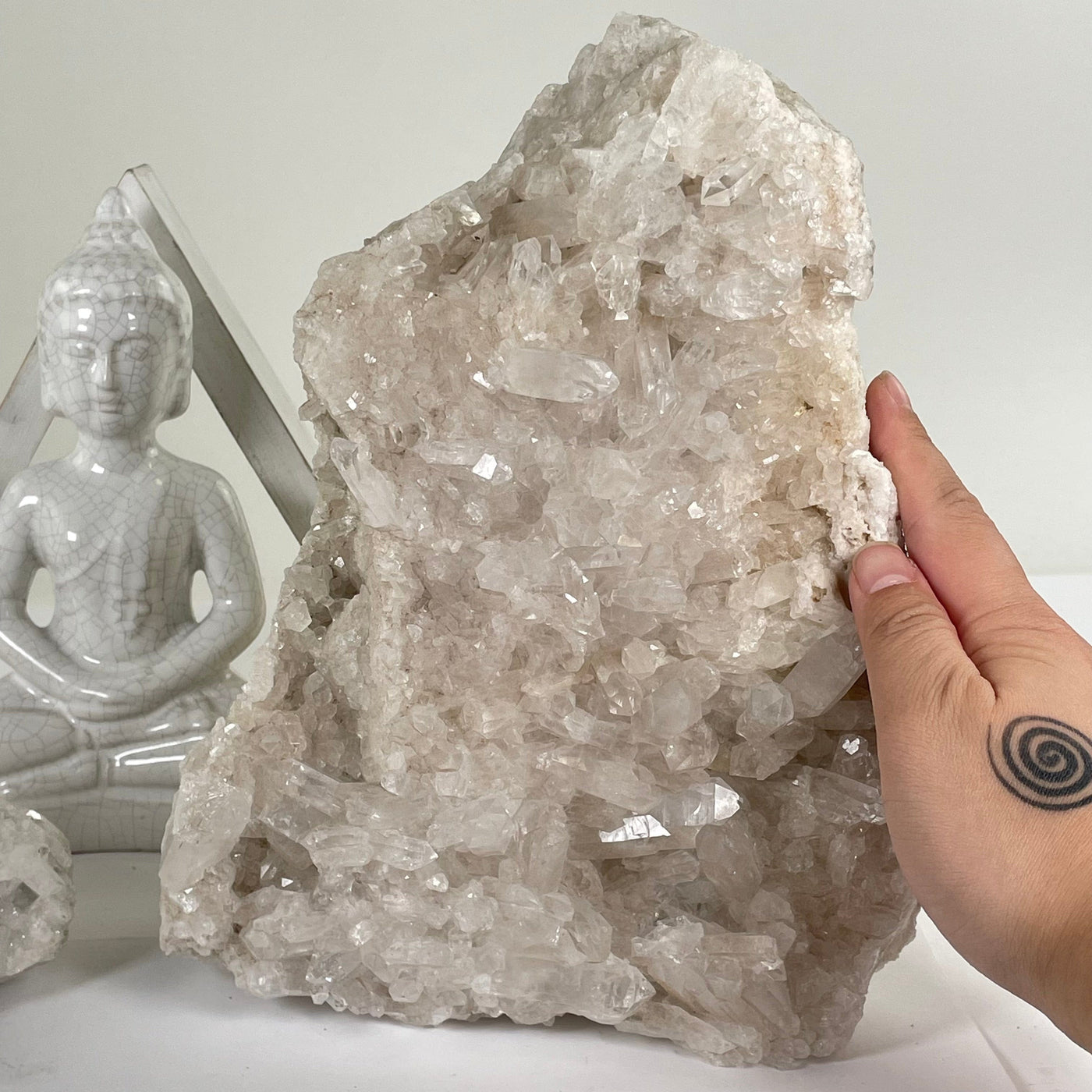 Large Crystal Quartz Cluster - You Choose #1 variant 2 in hand for size reference