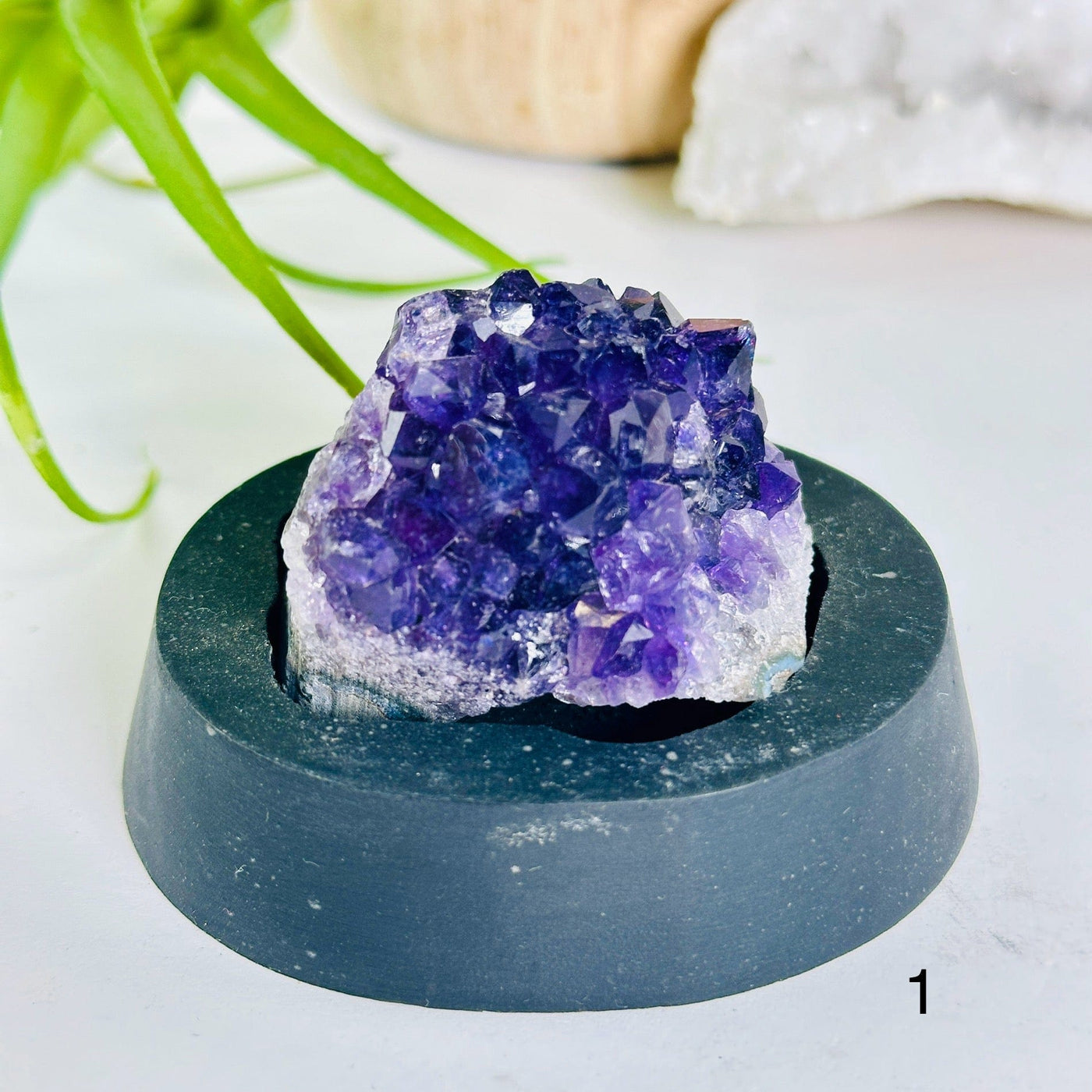 Amethyst Pine Crystal Cluster on Wooden Base from Uruguay - You Choose #3 variant 1 labeled