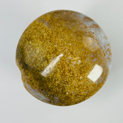 ocean jasper mushroom with decorations in the background