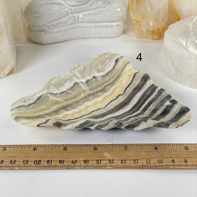 Mexican Onyx Small Bowl - Crystal Dish - You Choose #3 variant 4 labeled with ruler for size reference