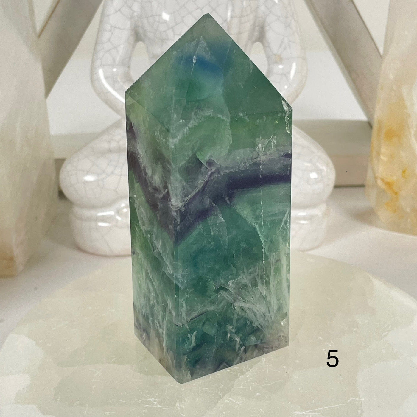 Rainbow Feathered Fluorite Crystal Point - You Choose variant 5 labeled