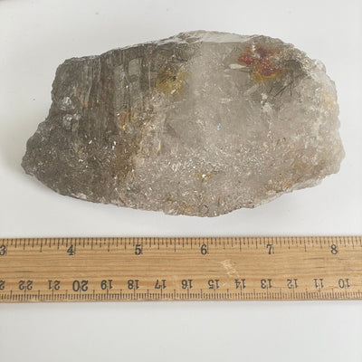 Elestial Alligator Fibrous Smokey Quartz Crystal with Rutile HIGH QUALITY #4 with ruler for size reference