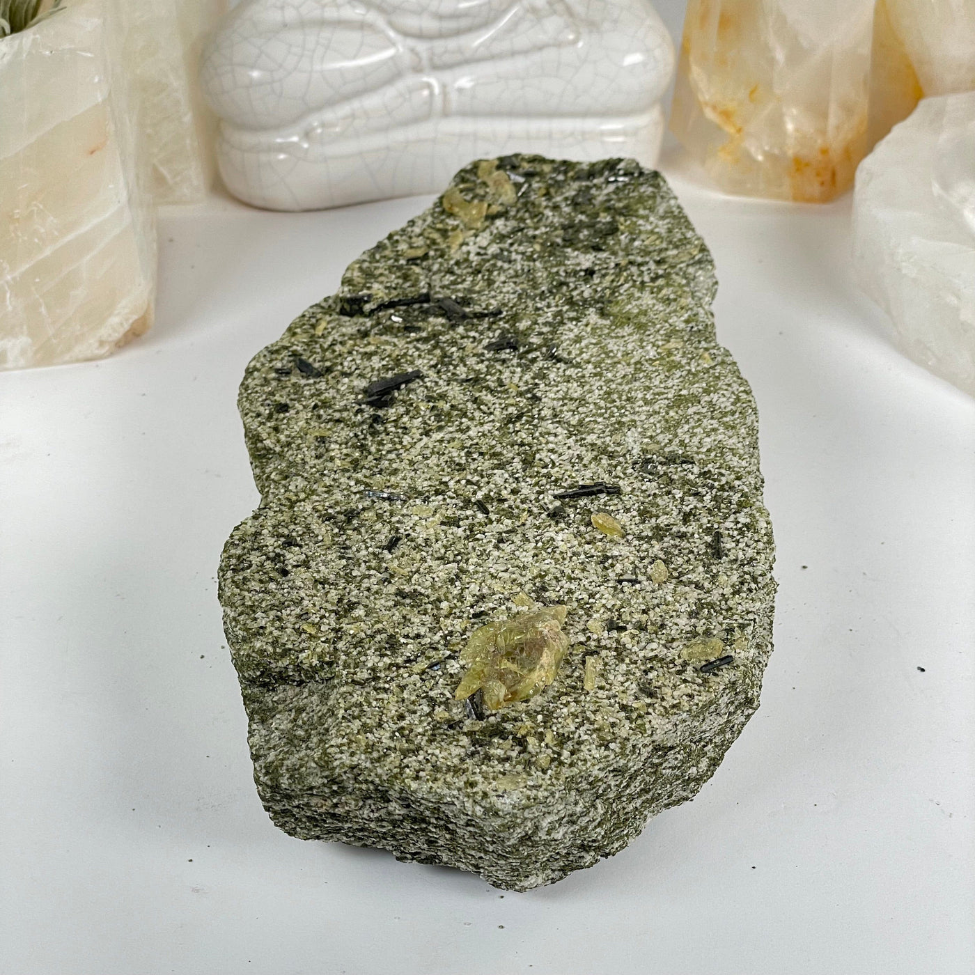 Epidote Crystal Cluster on Matrix - One-of-a-Kind #1 side view