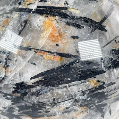 Black Tourmalinated Quartz Crystal Sphere - One-of-a-Kind closeup for detail
