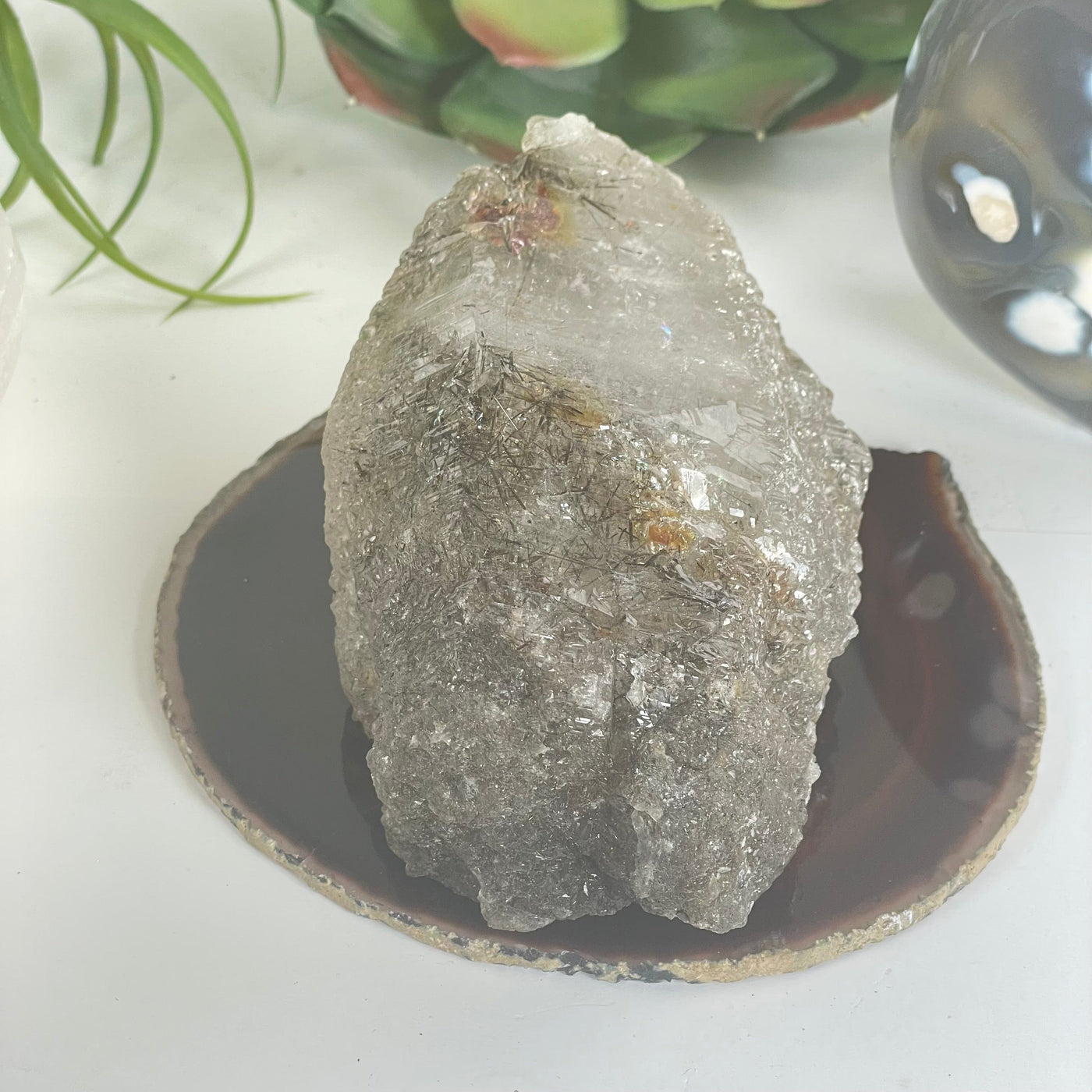 Elestial Alligator Fibrous Smokey Quartz Crystal with Rutile HIGH QUALITY #4 side view