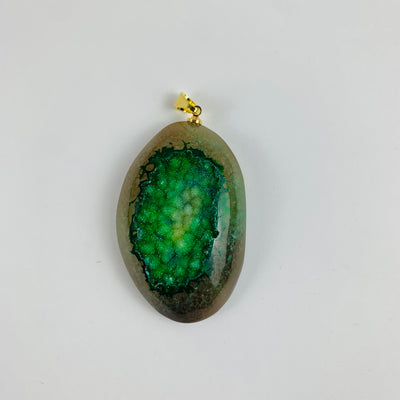 Agate Druzy Crystal Pendant - Dyed Green