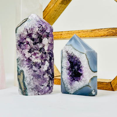 amethyst with decorations in the background