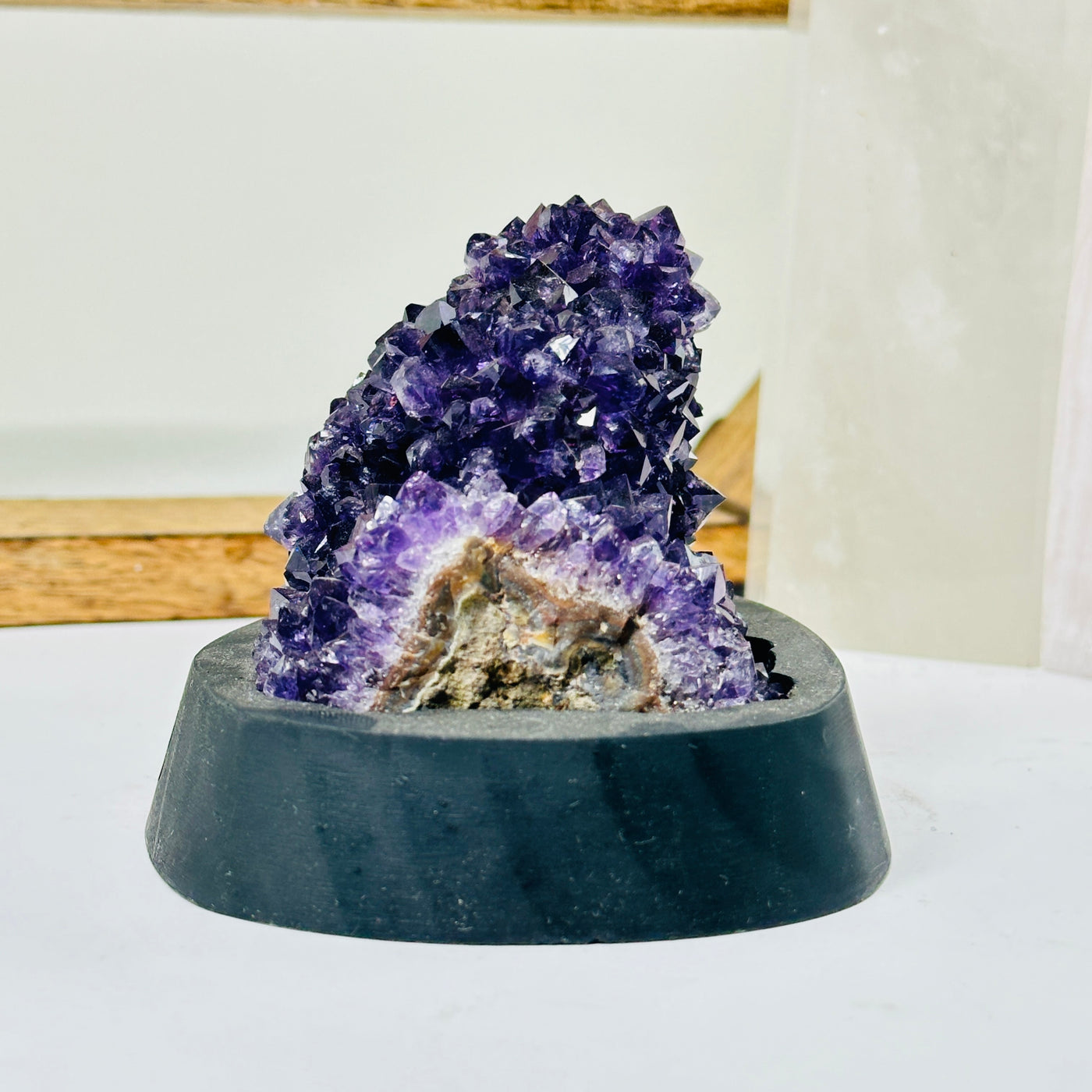 amethyst with decorations in the background