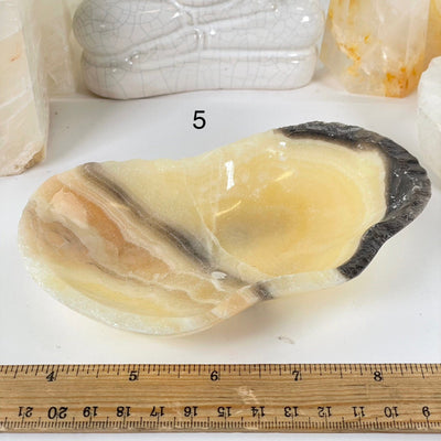 Mexican Onyx Small Bowl - Crystal Dish - You Choose #3 variant 5 labeled with ruler for size reference