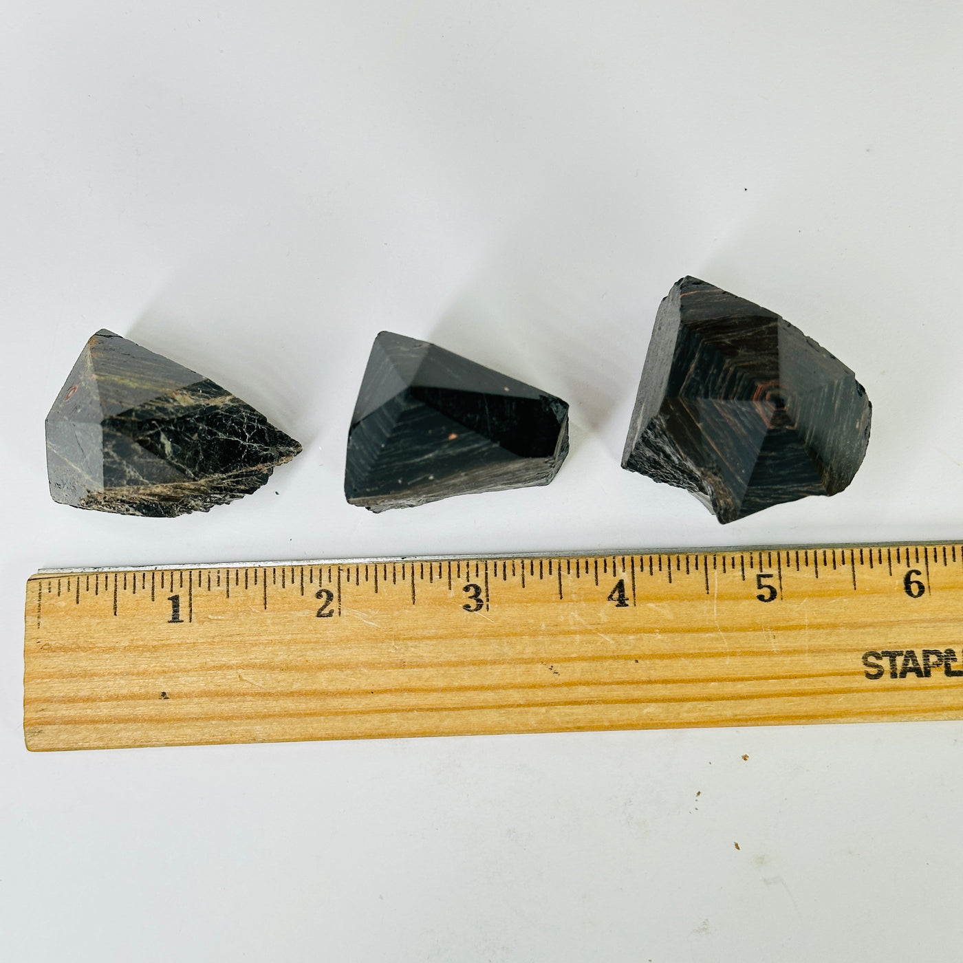 tourmaline points with decorations in the background