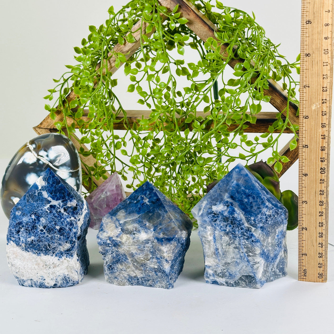 Sodalite Semi Polished Crystal Point - You Choose all variants with ruler for size reference
