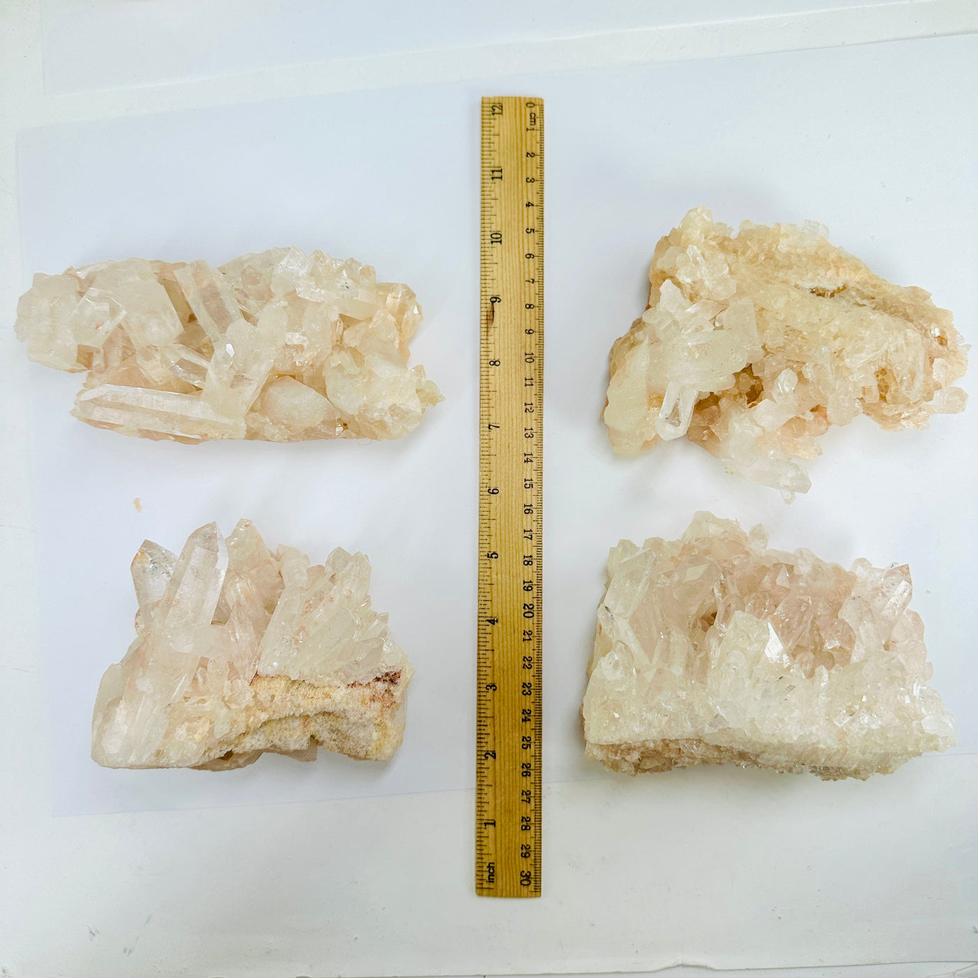  Lemurian Tangerine Quartz - High Grade Crystal Cluster - You Choose all variants with ruler for size reference