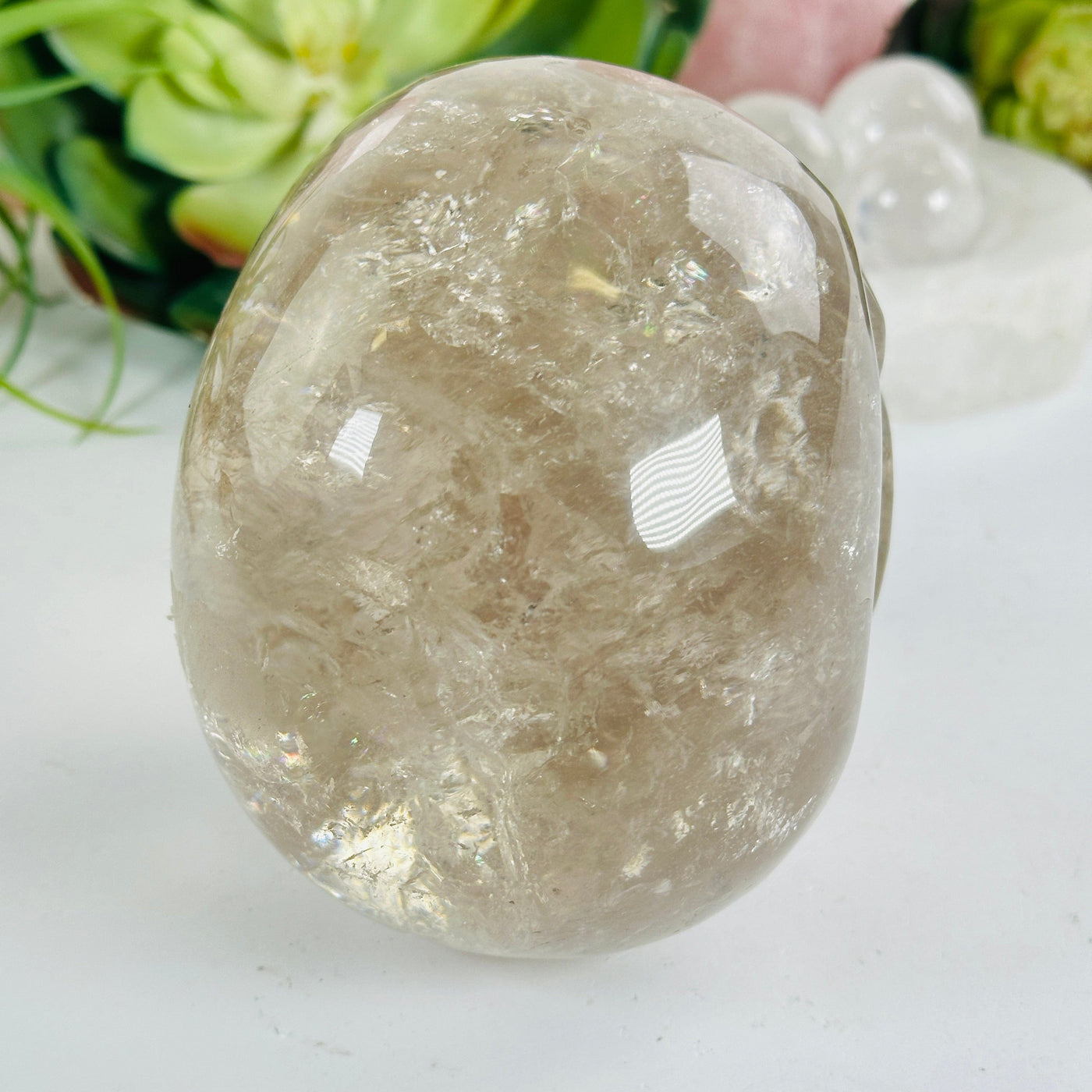 Crystal Quartz Skull Sculpture - As Is back view