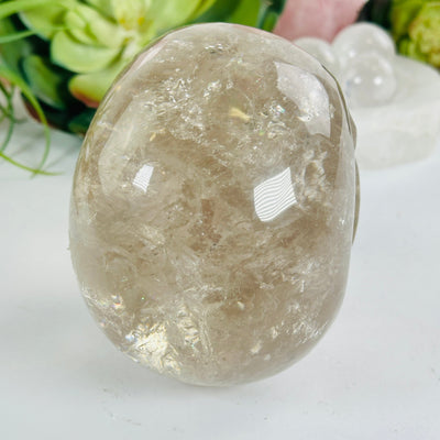 Crystal Quartz Skull Sculpture - As Is back view