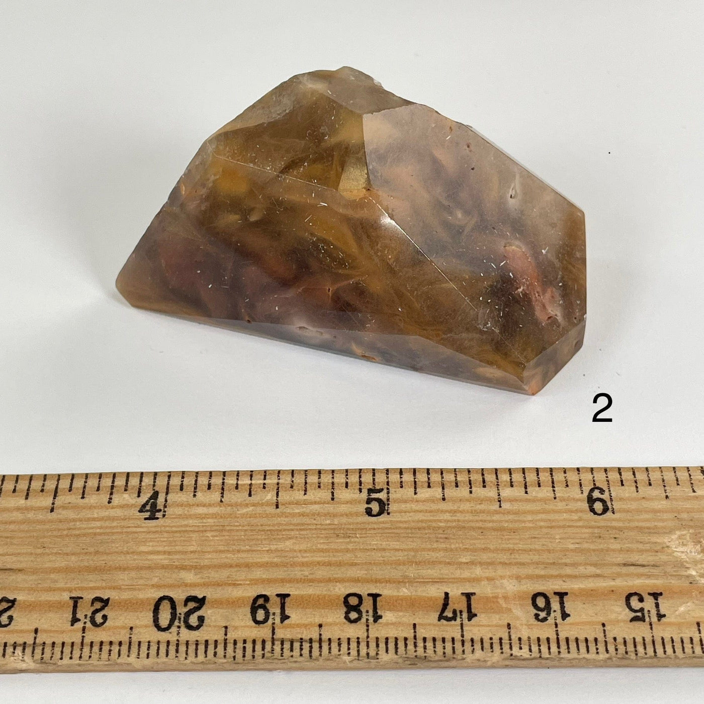 Amphibole Quartz Polished Freeform Crystal - As Is - You Choose variant 2 labeled with ruler for size reference