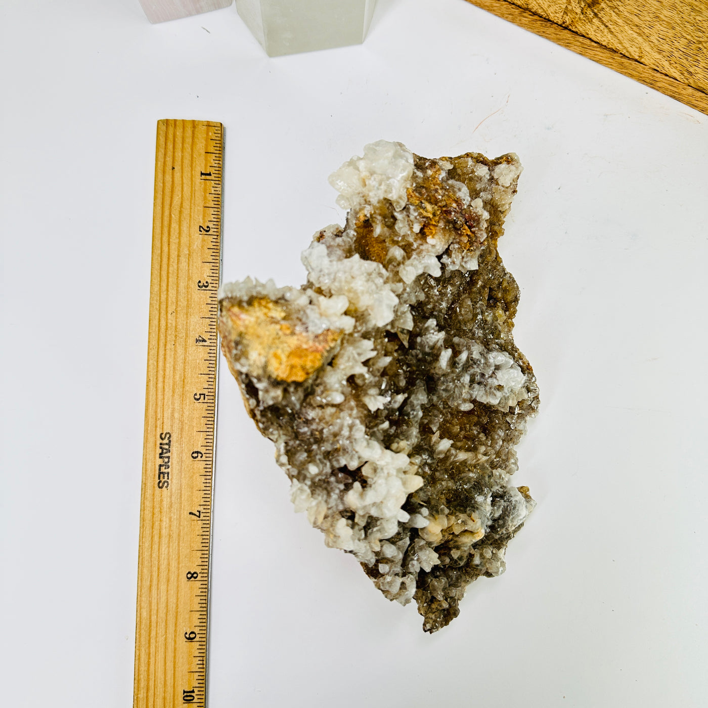 calcite with decorations in the background