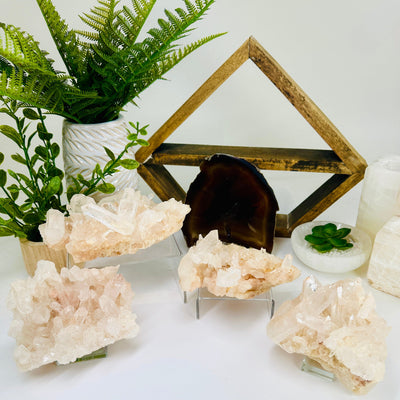  Lemurian Tangerine Quartz - High Grade Crystal Cluster - You Choose all variants with props in background