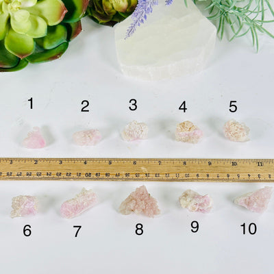 Rose Quartz Natural Small Crystal Cluster - Rare Find - You Choose all variants labeled with ruler for size reference