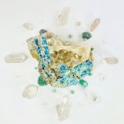 Aquamarine in matrix - large natural rough stone top view