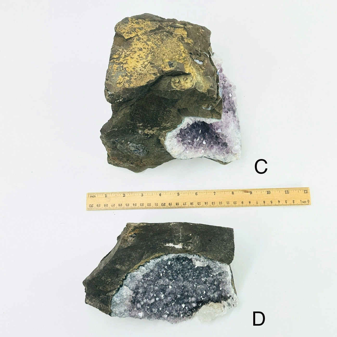  Amethyst Crystal on Matrix - You Choose - Variants C and D with ruler for size reference