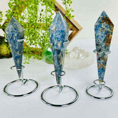 Blue Kyanite Crystal Wand on Stand - You Choose #3 all variants with plants and props