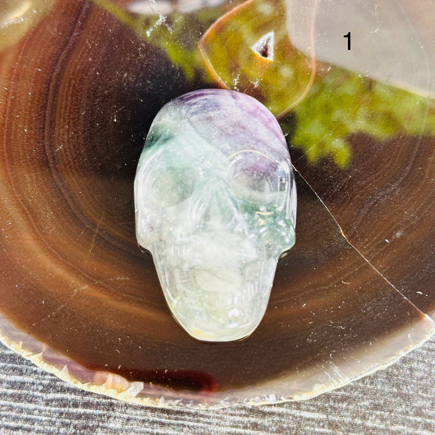 Fluorite Laughing Skull Crystal Cabochon - You Choose variant 1 labeled