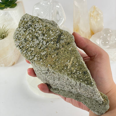 Epidote Crystal Cluster on Matrix - One-of-a-Kind #2 in hand for size reference