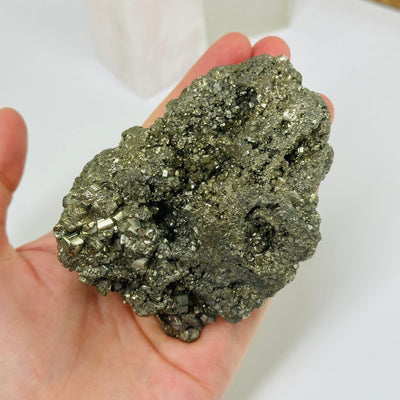 pyrite with decorations in the background