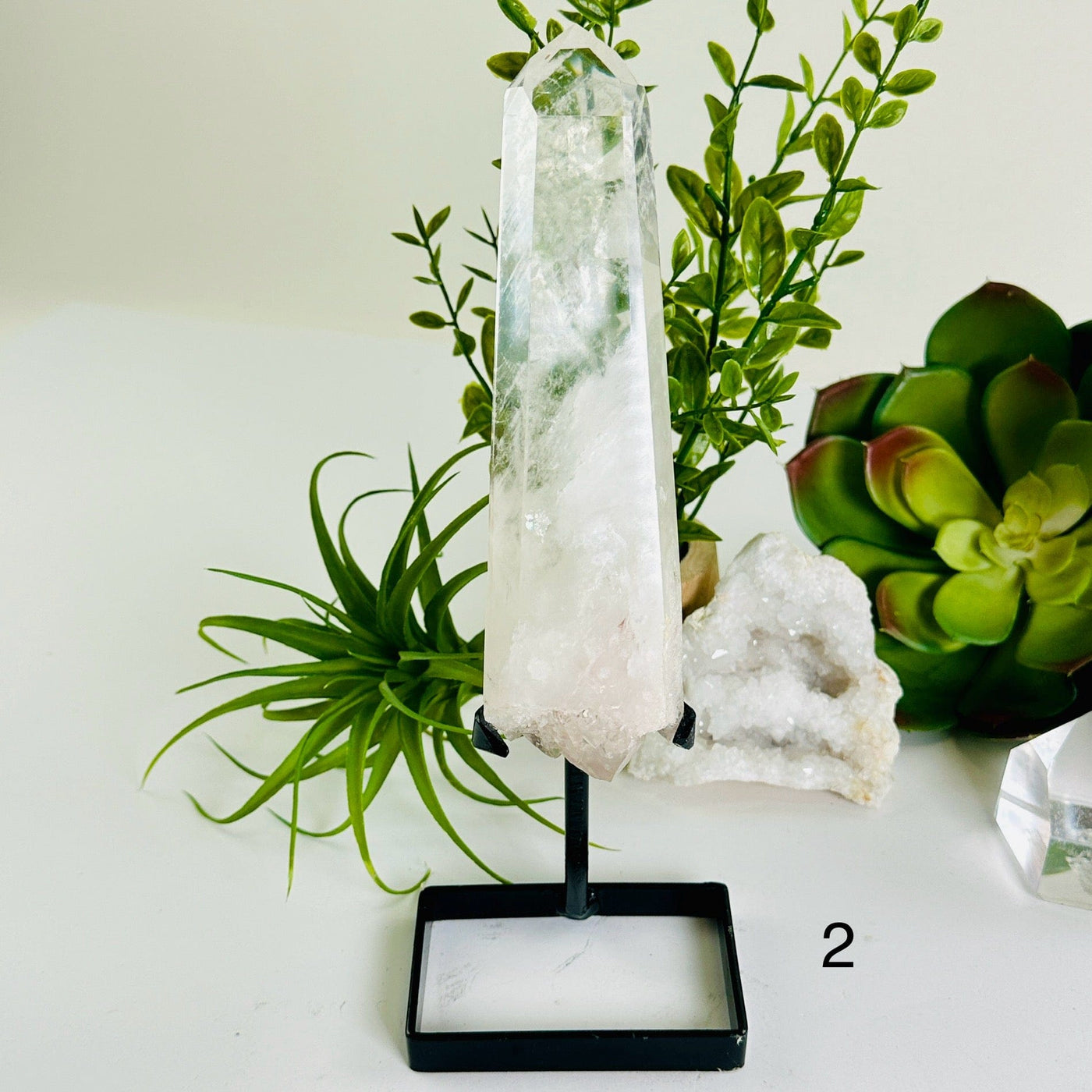 Crystal Quartz Point with Phantoms on Stand - You Choose #2 variant 2 labeled