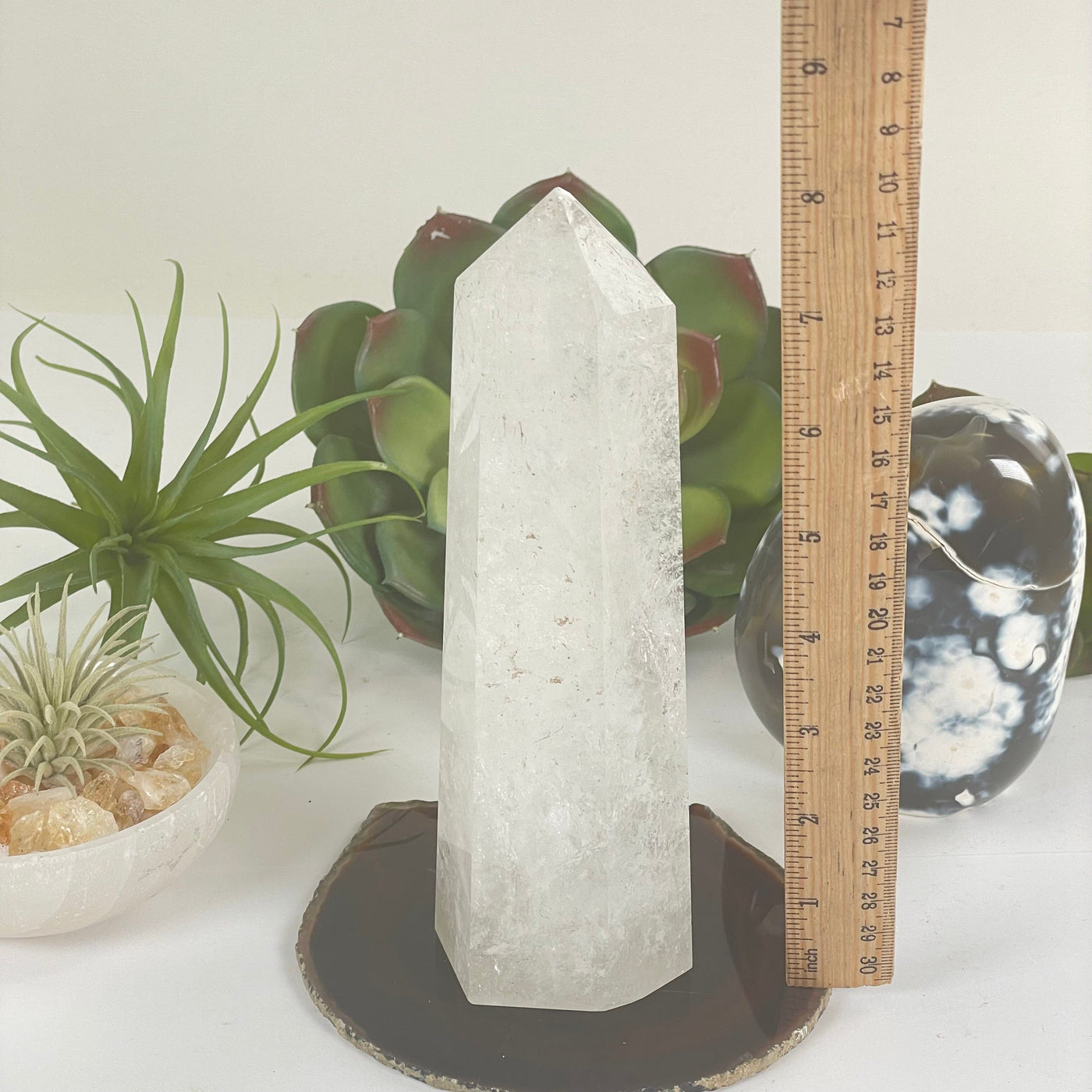Crystal Quartz Crystal Obelisk - As Is - One-of-a-Kind with ruler for size reference