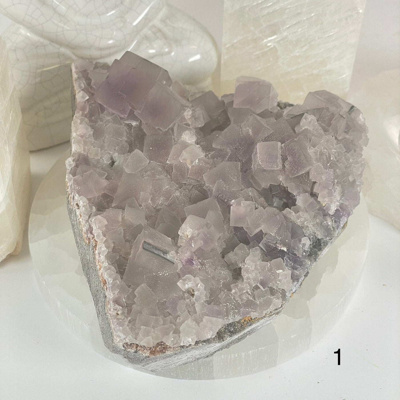 Purple Cubic Fluorite Crystal Cluster on Matrix - You Choose variant 1 labeled