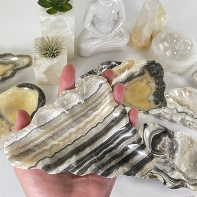 Mexican Onyx Small Bowl - Crystal Dish - You Choose #3 one in hand for size reference with others in the background