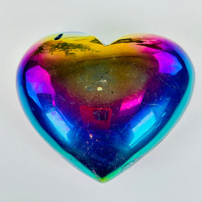 Rainbow Titanium Coated Crystal Heart - One-of-a-Kind back view