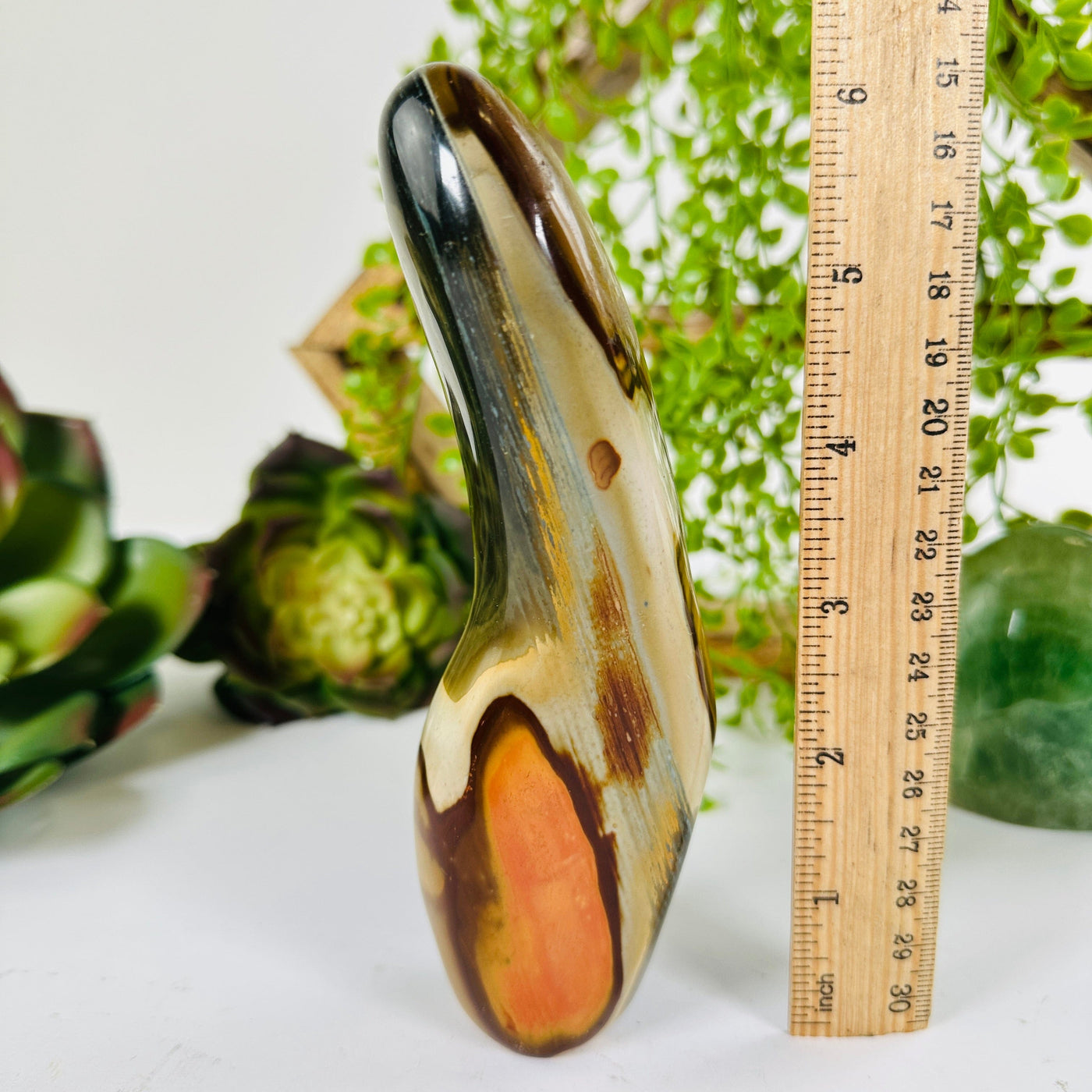 Polychrome Jasper Crystal Massage Wand - One-of-a-Kind with ruler for size reference