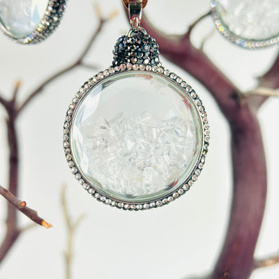 crystal quartz ornament with decorations background