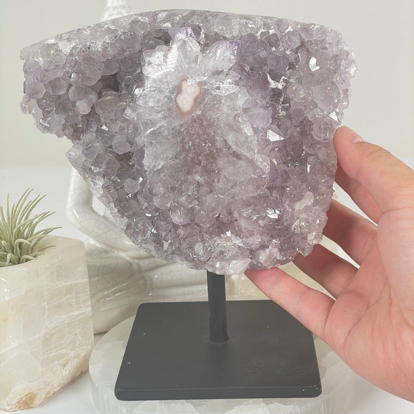 Amethyst Crystal Cluster with Stalactites on Metal Stand - One-of-a-Kind