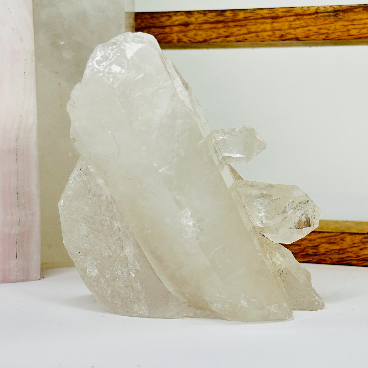 crystal quartz with decorations in the background