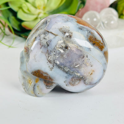 Pink Opal Crystal Skull side view