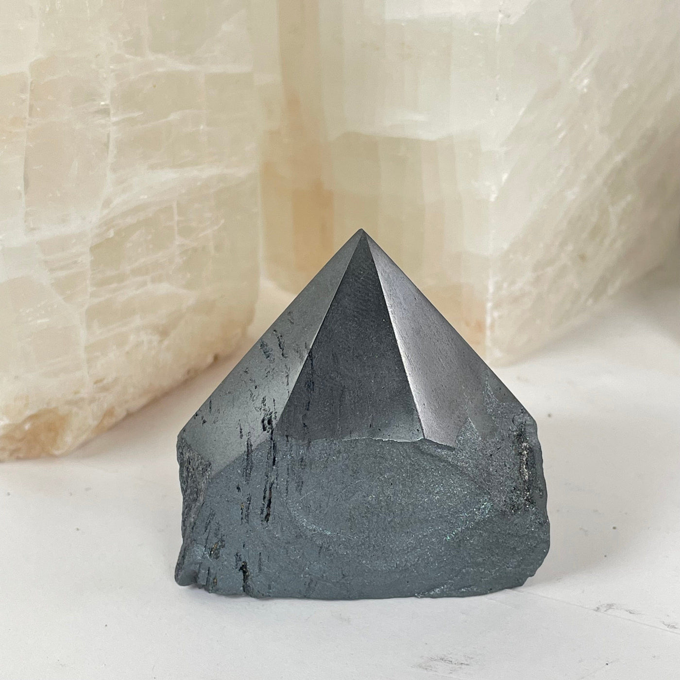  Hematite Semi Polished Crystal Point on display