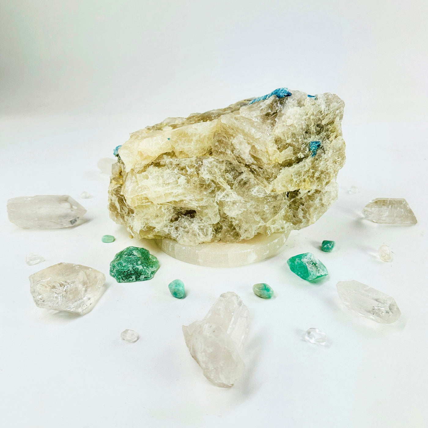 Aquamarine in matrix - large natural rough stone side view