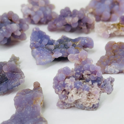 grape agate clusters on white background
