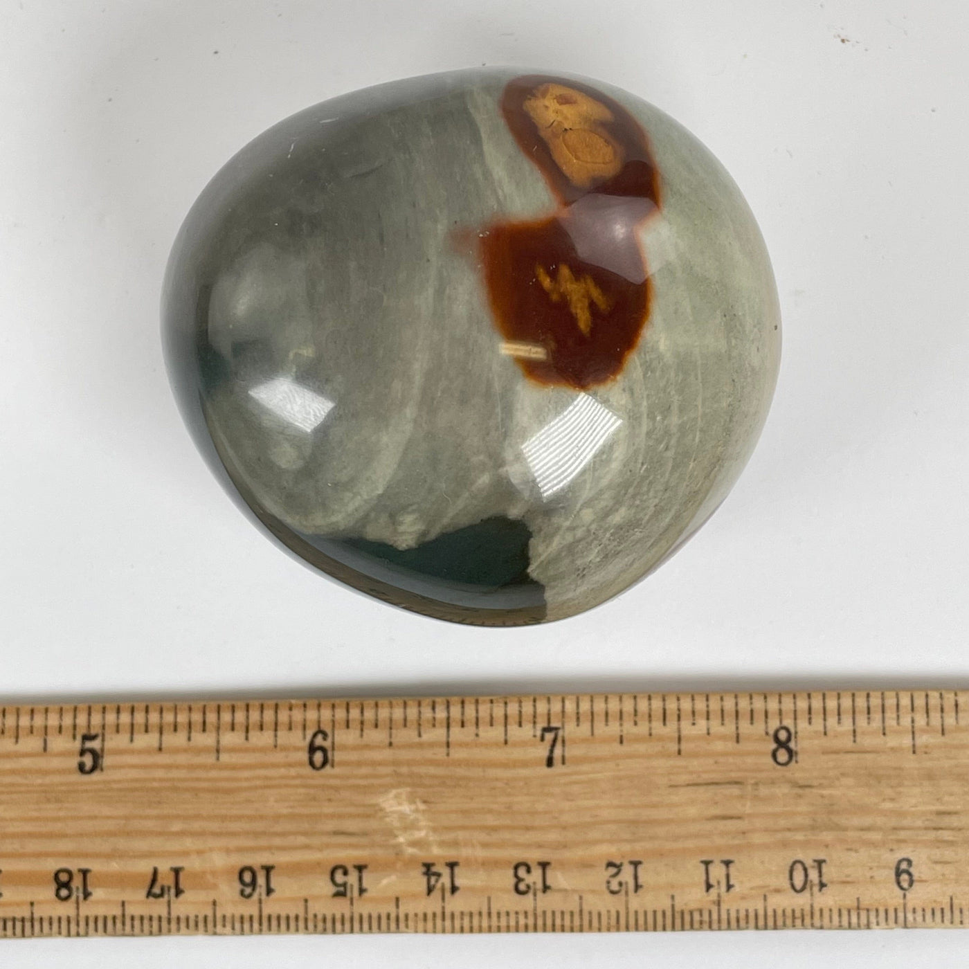 Polychrome Jasper Crystal Palm Stone - One-of-a-Kind with ruler for size reference