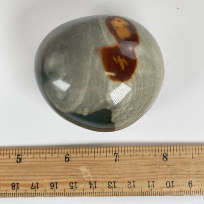 Polychrome Jasper Crystal Palm Stone - One-of-a-Kind with ruler for size reference