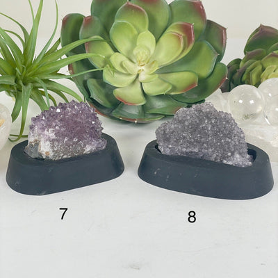 Amethyst Pine Crystal Cluster on Wooden Base from Uruguay - You Choose #4 variants 7 and 8 labeled