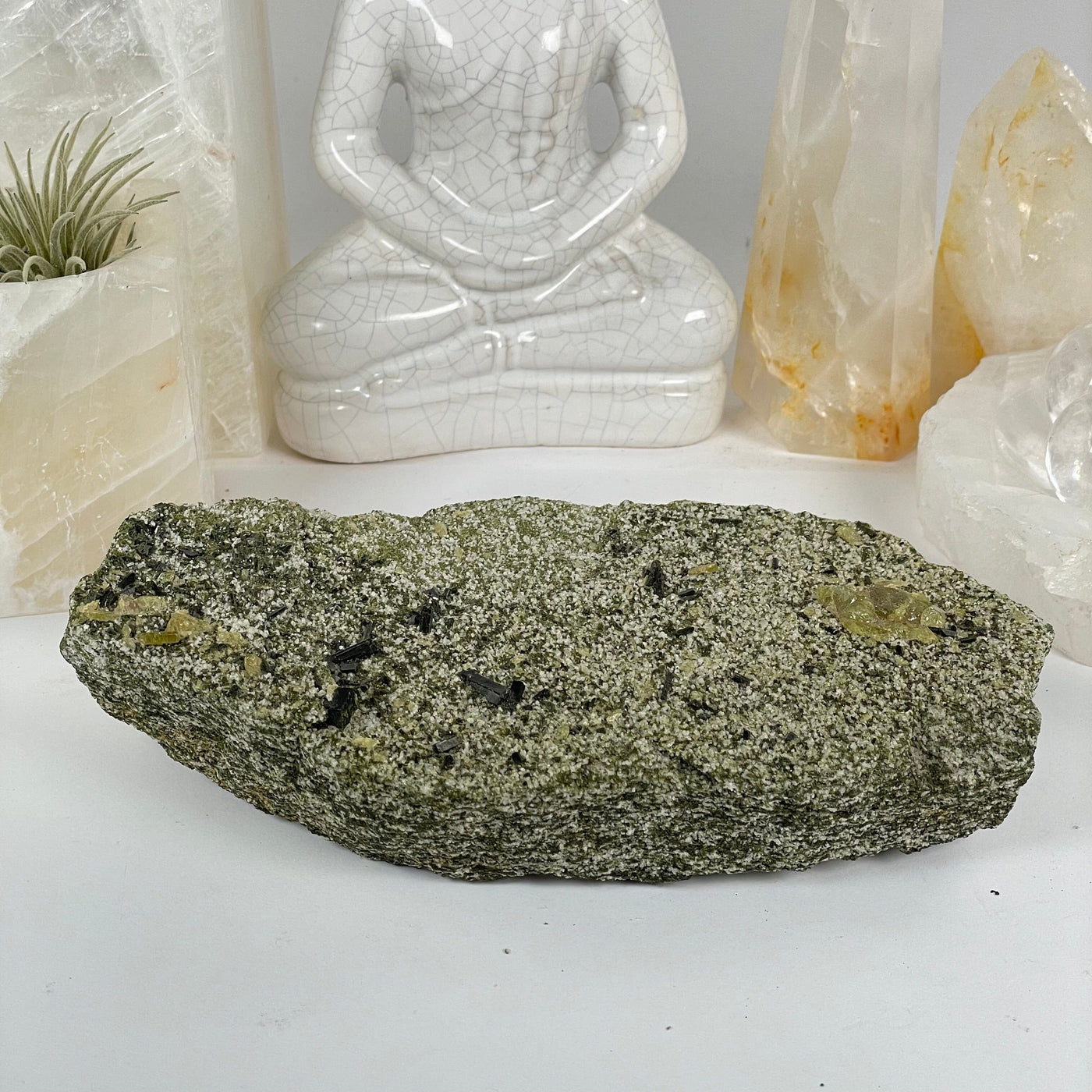 Epidote Crystal Cluster on Matrix - One-of-a-Kind #1 front view